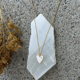 WHITE ENAMEL HEART STONE necklace