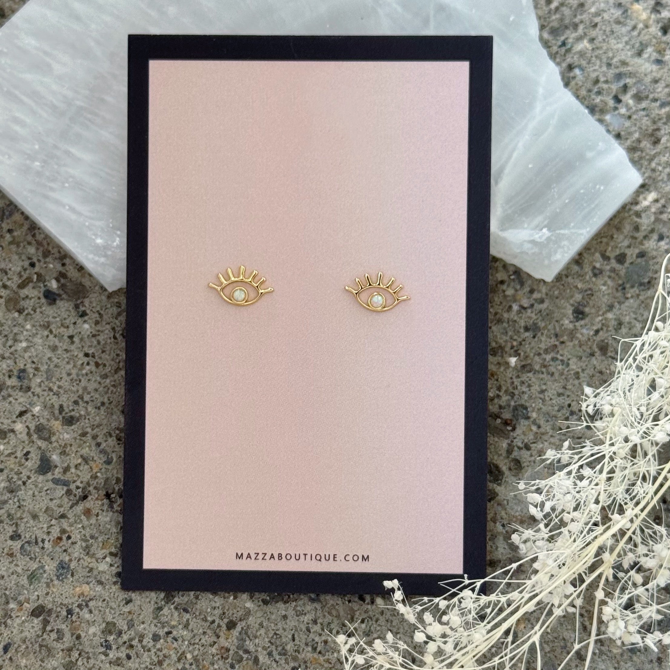 GOLD OPAL EYE STUD earrings