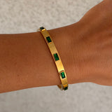 GOLD GREEN BAGUETTE bangle
