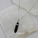 SILVER BLACK ONYX AMULET necklace