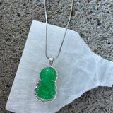 SILVER CRYSTAL KWAN YIN GREEN JADE necklace