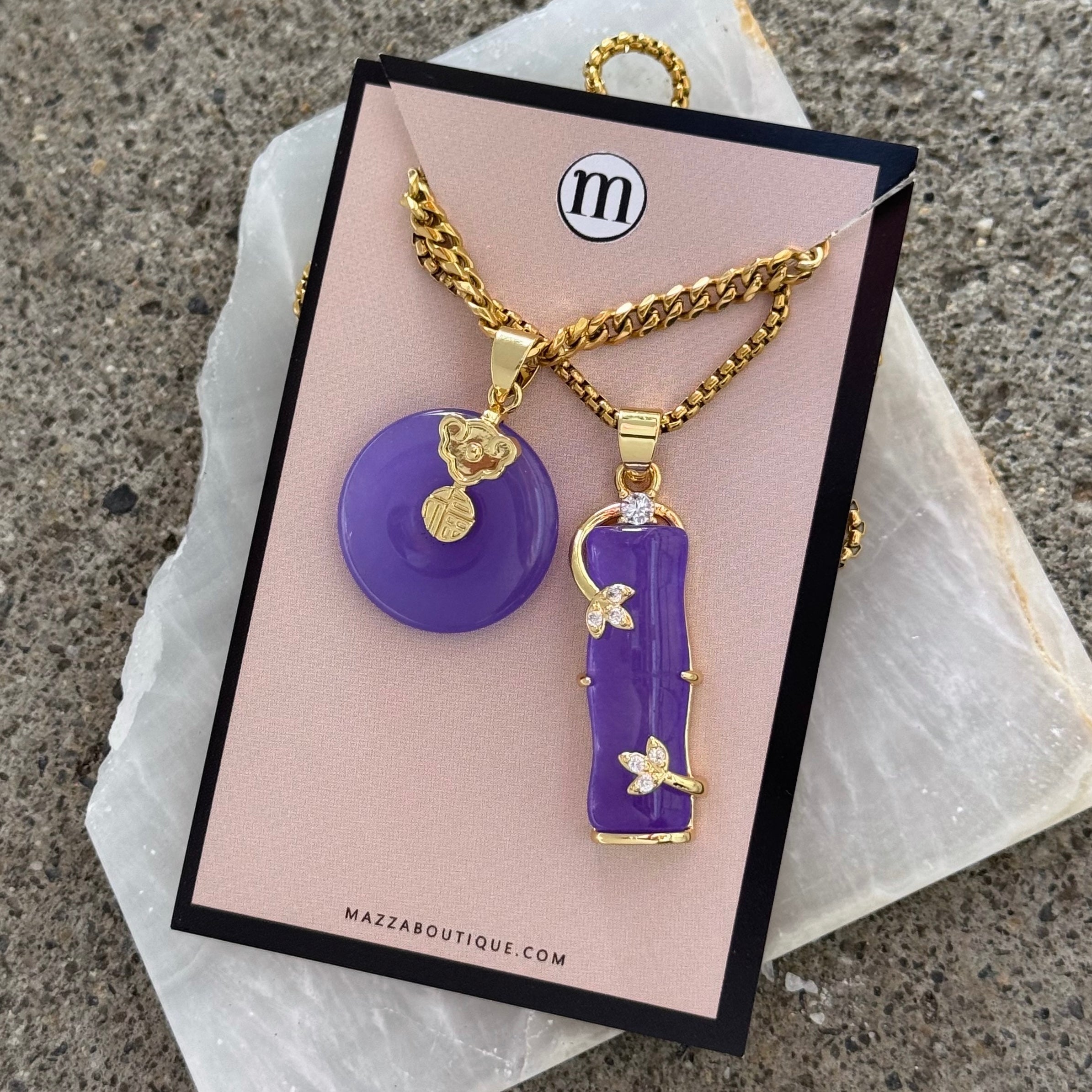 ROUND DELIA BAMBOO PURPLE JADE set