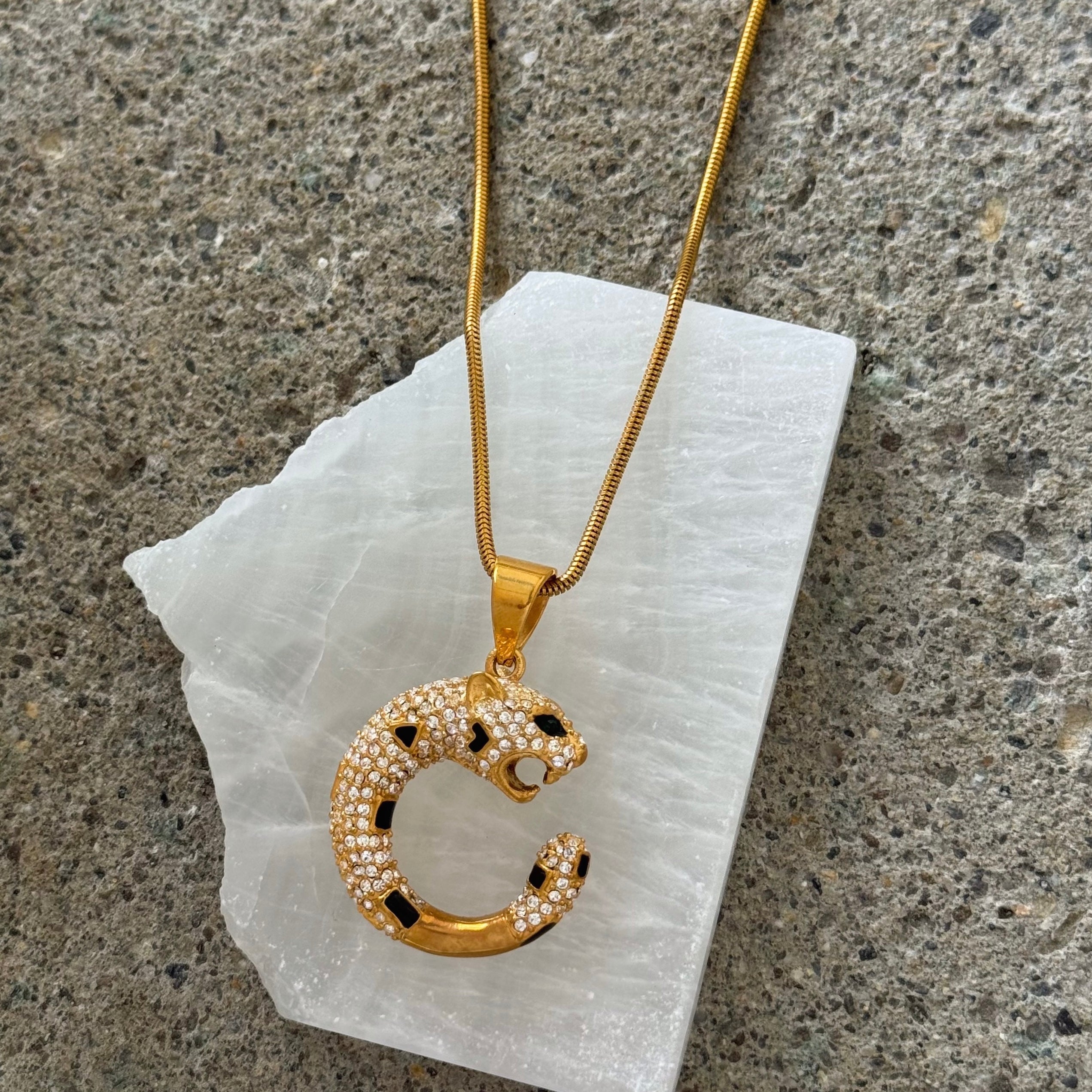 GOLD CRYSTAL PANTHER necklace