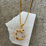 GOLD CRYSTAL PANTHER necklace