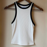 BEIGE AND BLACK RIBBED TANK top