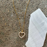 GOLD CRYSTAL PEARL HEART necklace