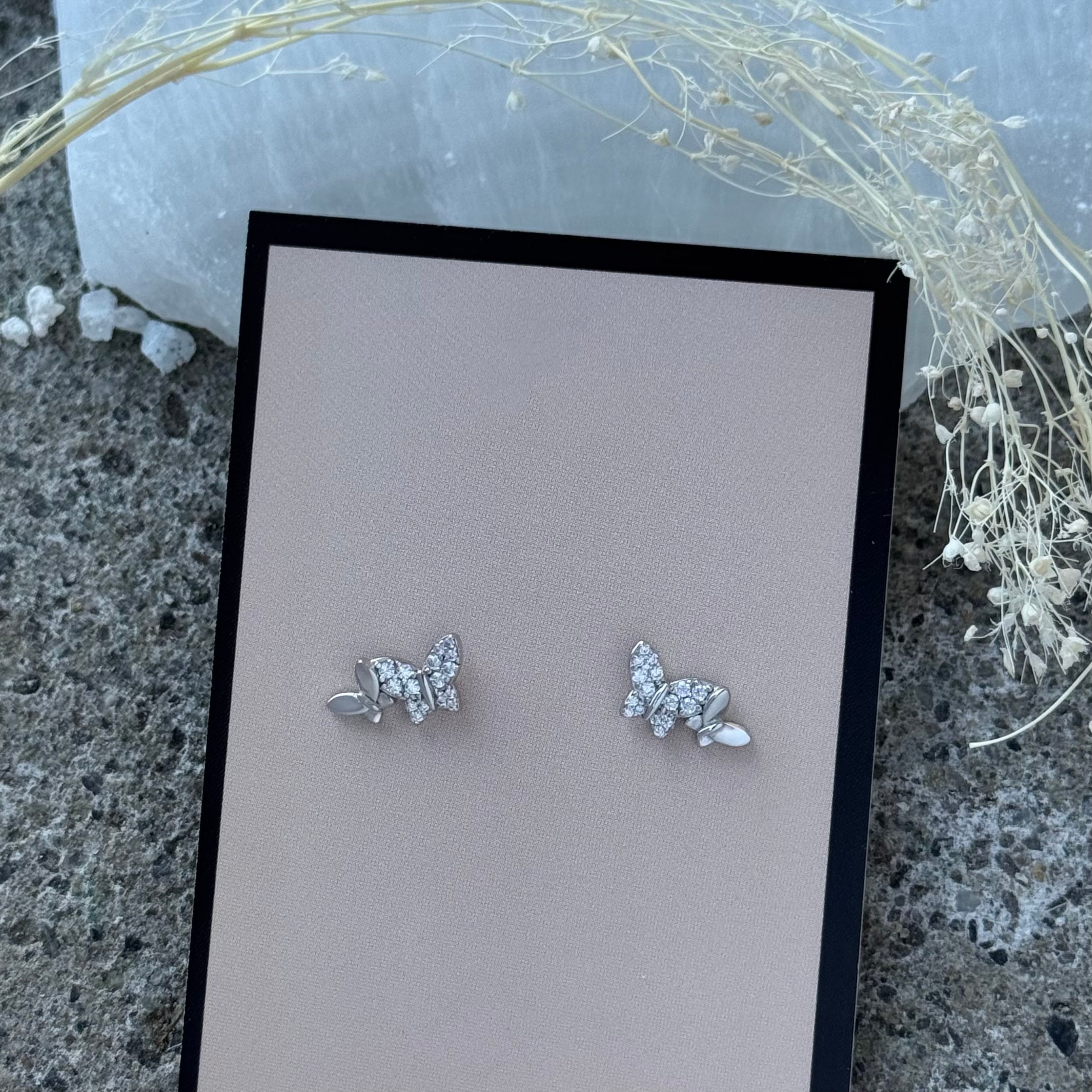 DOUBLE BUTTERFLY STUD earrings