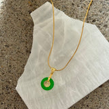 GOOD FORTUNE 12MM GREEN JADE  necklace