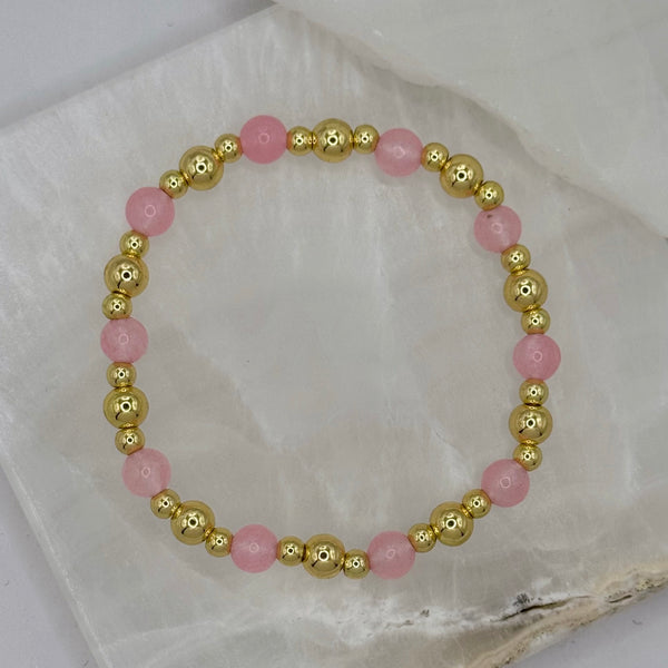 ROSE QUARTZ GOLD BEADED bracelet