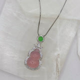 SILVER ALEEN GREEN & PINK JADE necklace
