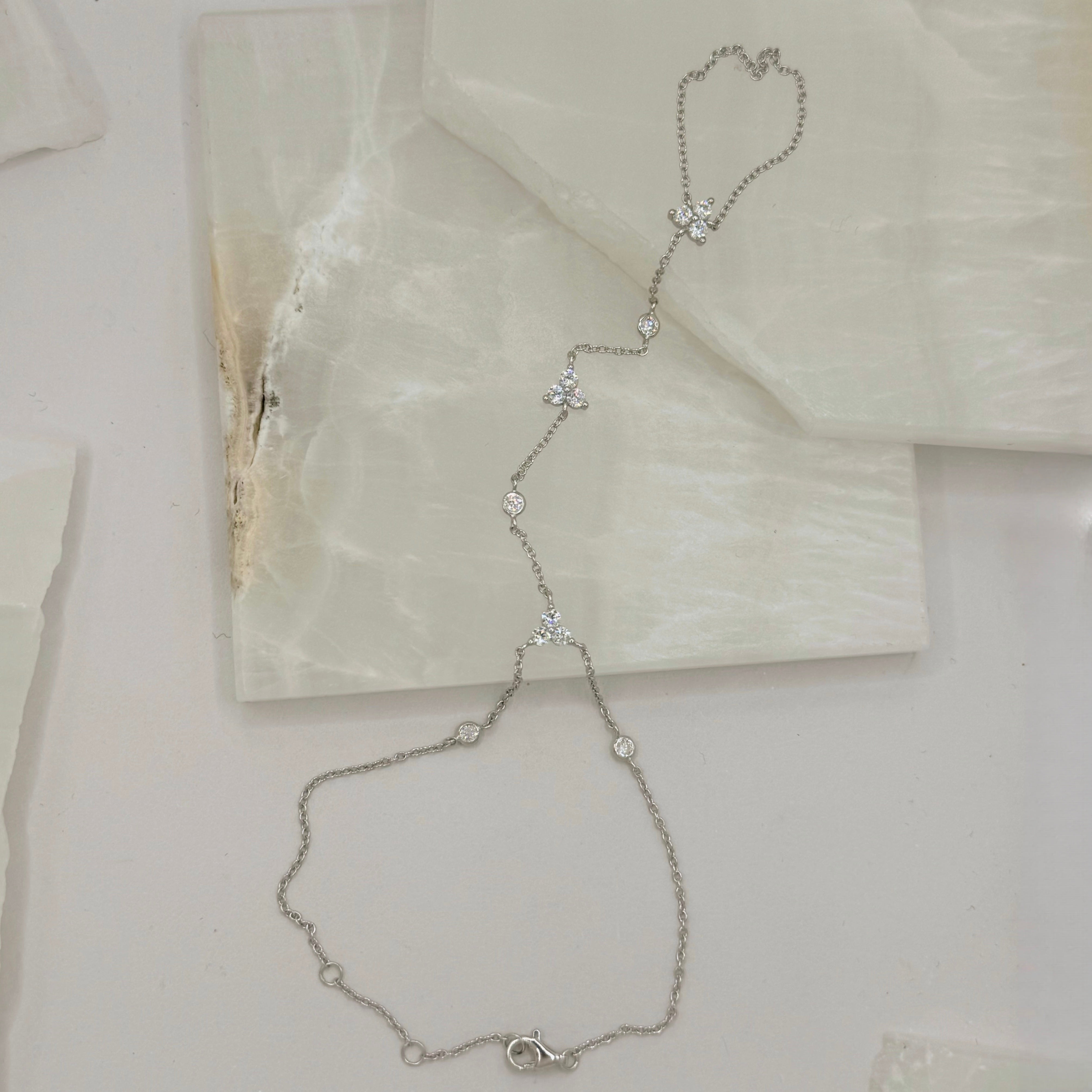 SILVER FLOWER CRYSTAL HAND CHAIN bracelet