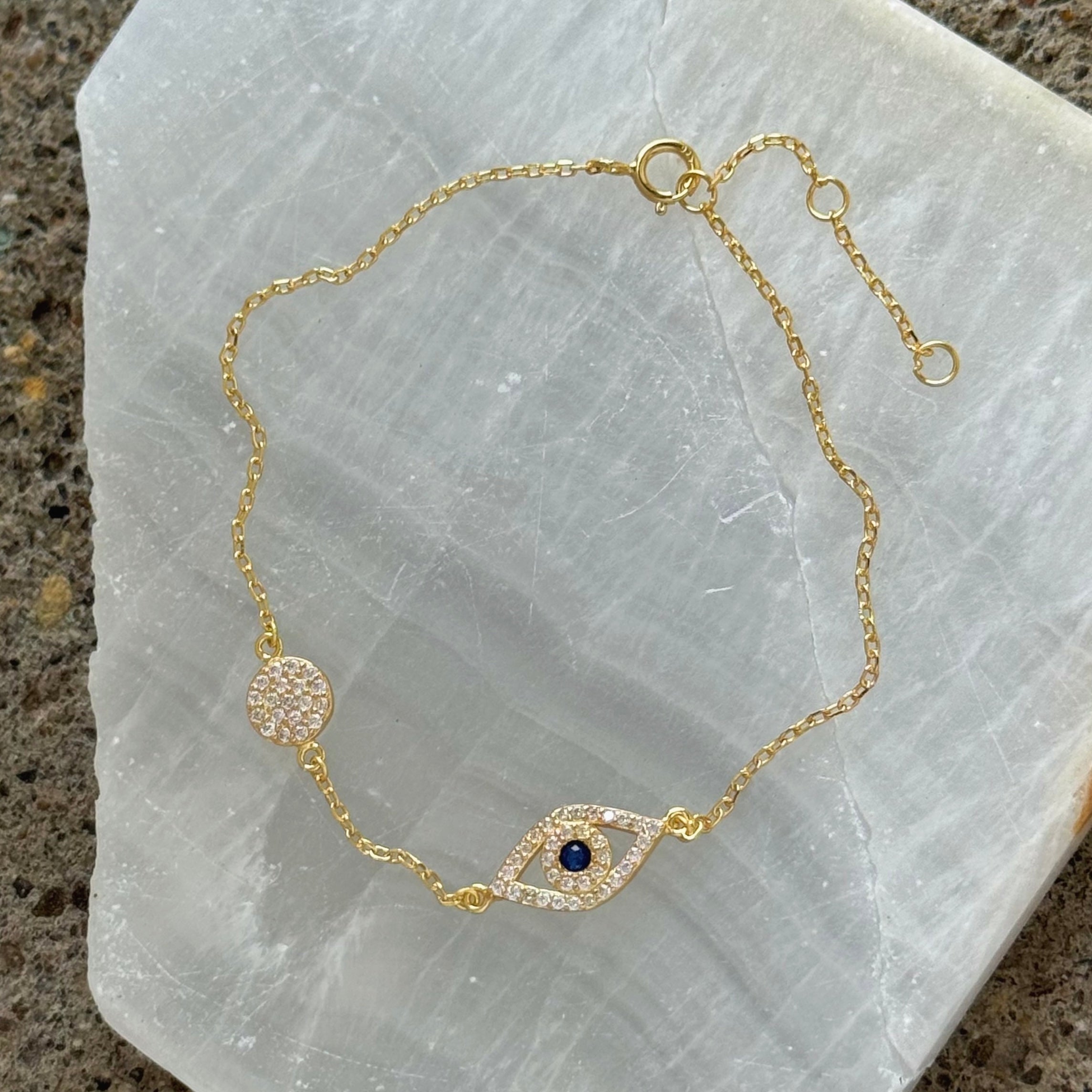 GOLD EVIL EYE CRYSTAL CIRCLE DAINTY bracelet