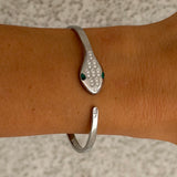 SILVER EMERALD SNAKE bangle