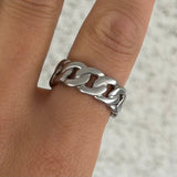 SILVER CUBAN STEEL ring