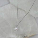 SILVER OVAL MOTHER OF PEARL SUPER MINI necklace