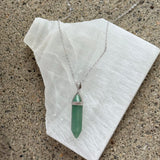 SILVER GREEN AVENTURINE AMULET necklace
