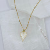 CRYSTAL WHITE MOTHER OF PEARL HEART necklace