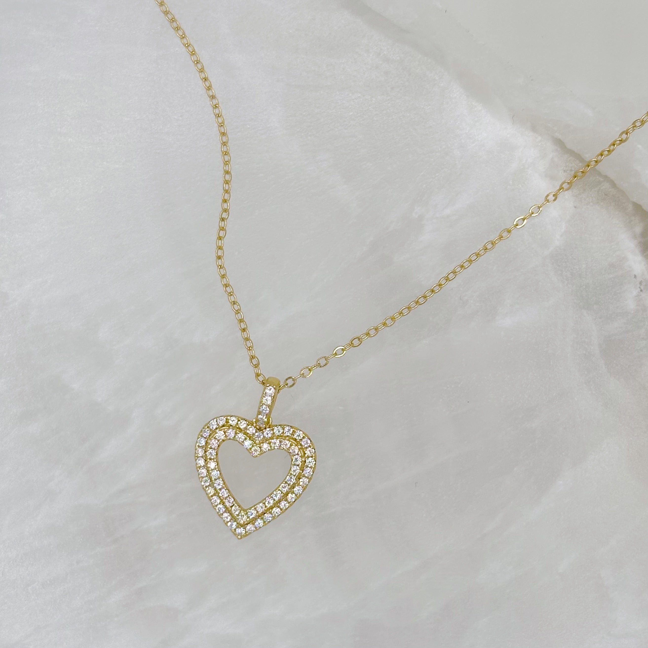 CRYSTAL DOUBLE HALO HEART MINI necklace