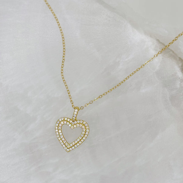 CRYSTAL DOUBLE HALO HEART MINI necklace