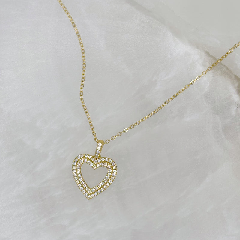 CRYSTAL DOUBLE HALO HEART MINI necklace