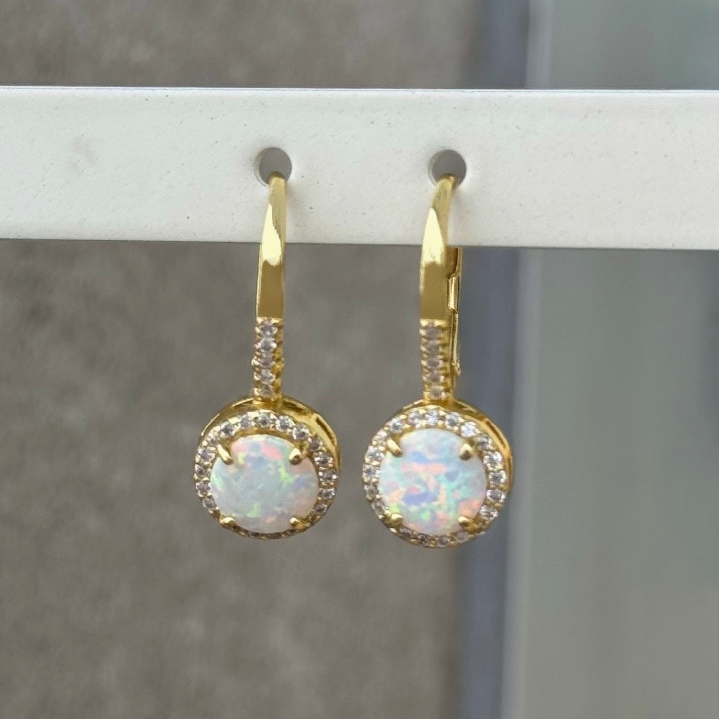 GOLD OPAL HUGGIE earrings