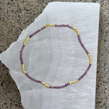 DIAMOND CUT AMETHYST GOLD BEADED STRETCHY bracelet