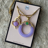 ANYA DOUBLE HEART LAVENDER JADE set