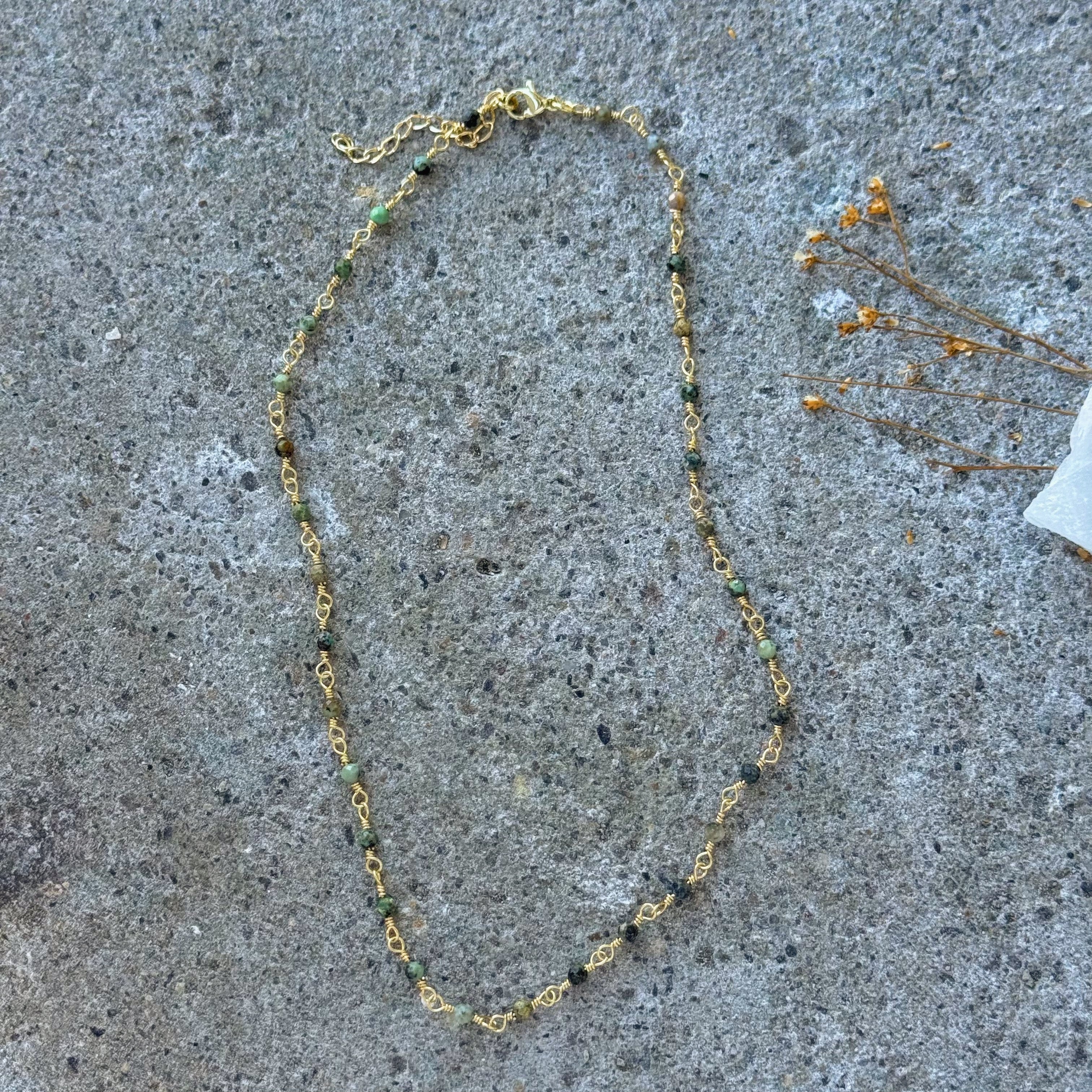 DIAMOND CUT RUBY ZOISITE ROUND BEADED necklace