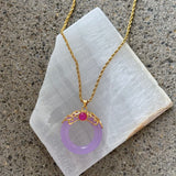 ANYA PINK STONE LAVENDER JADE necklace