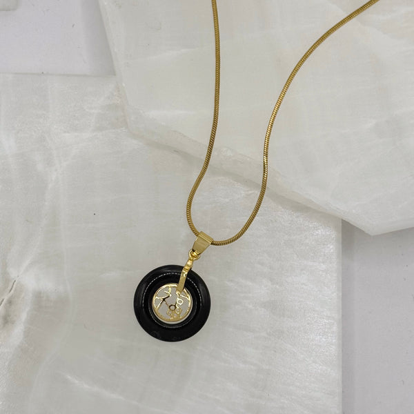 GOOD FORTUNE BLACK JADE 20MM necklace