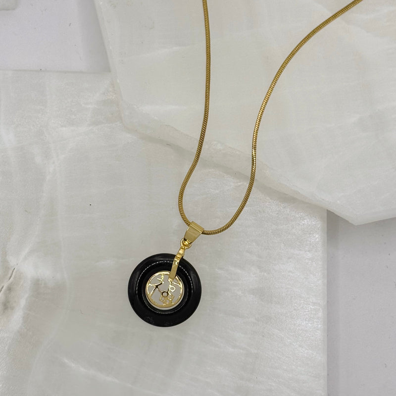 GOOD FORTUNE BLACK JADE 20MM necklace