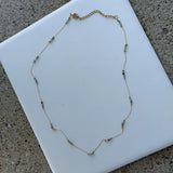 GOLD VINTAGE BLUE APATITE BEADED DAINTY necklace