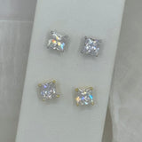 CRYSTAL PRINCESS CUT STUD earrings