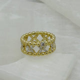 GOLD CRYSTAL FLOWER BEADED ring