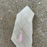 SILVER ROSE QUARTZ AMULET necklace