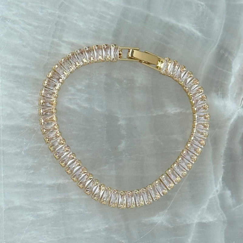 GOLD CRYSTAL BAGUETTE TENNIS bracelet