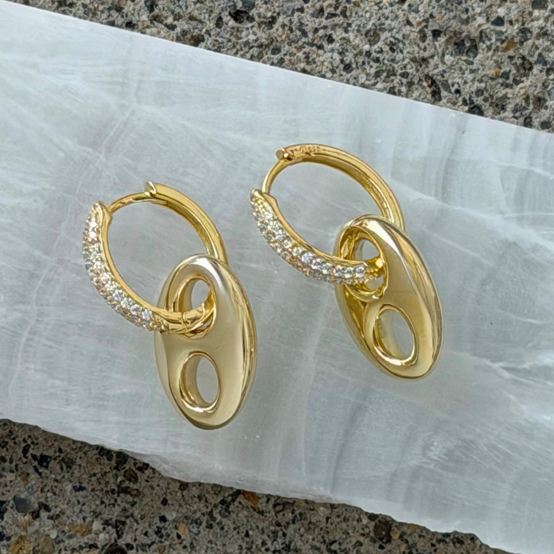 GOLD CRYSTAL MARINER DANGLE earrings