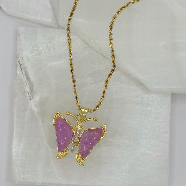 BUTTERFLY FUCHSIA JADE necklace