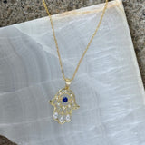 GOLD CRYSTAL HAMSA EVIL EYE necklace