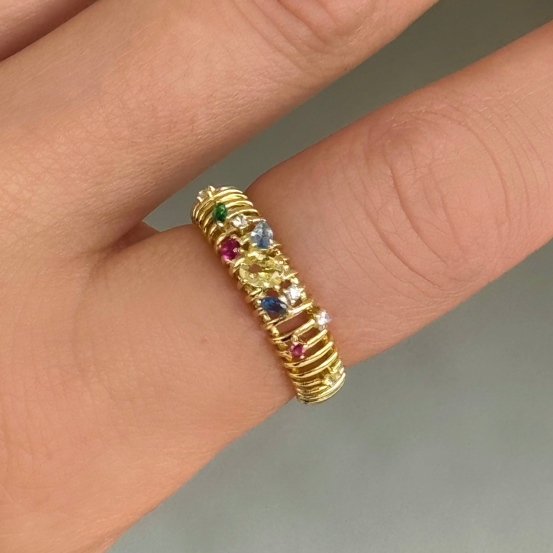 GOLD MULTICOLOR CAGED ring