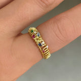 GOLD MULTICOLOR CAGED ring