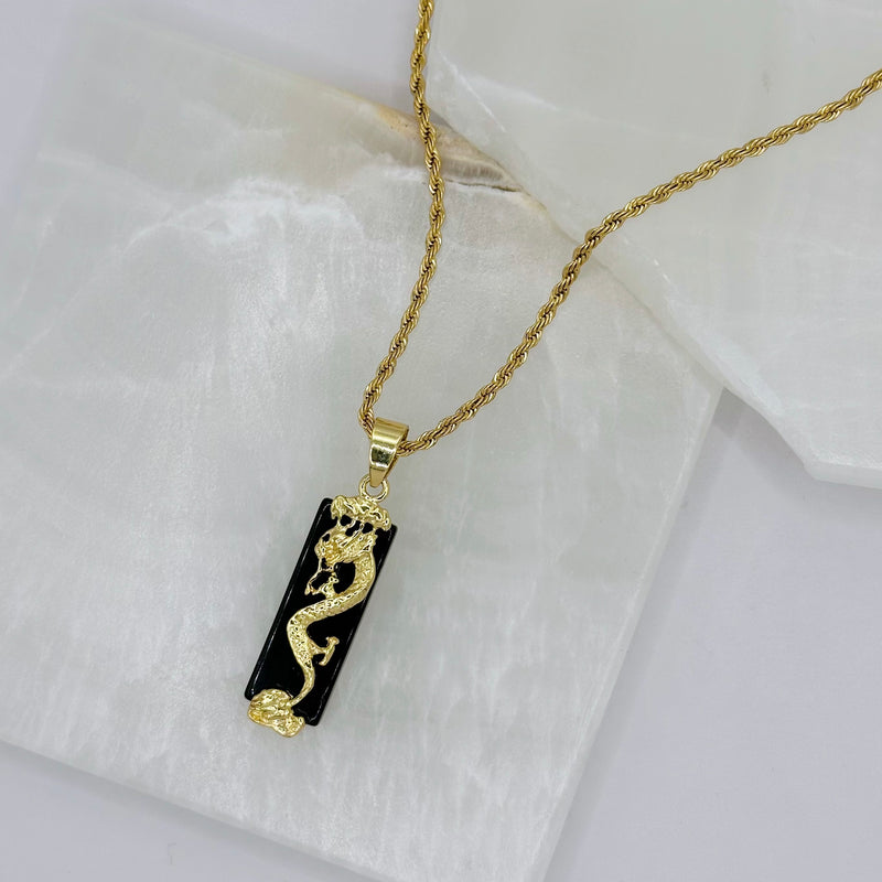 POWERFUL DRAGON BLACK JADE necklace - Main Image