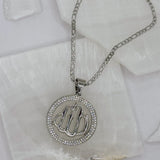 SILVER ALLAH CRYSTAL CIRCLE II necklace