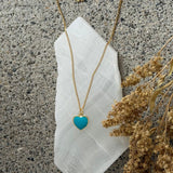 TEAL ENAMEL HEART SUPER MINI necklace