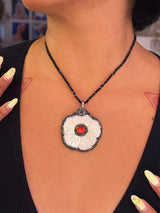 BLACK DIAMOND CUT BEADED FLOWER necklace