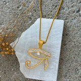 GOLD LARGE CRYSTAL EYE OF HORUS necklace