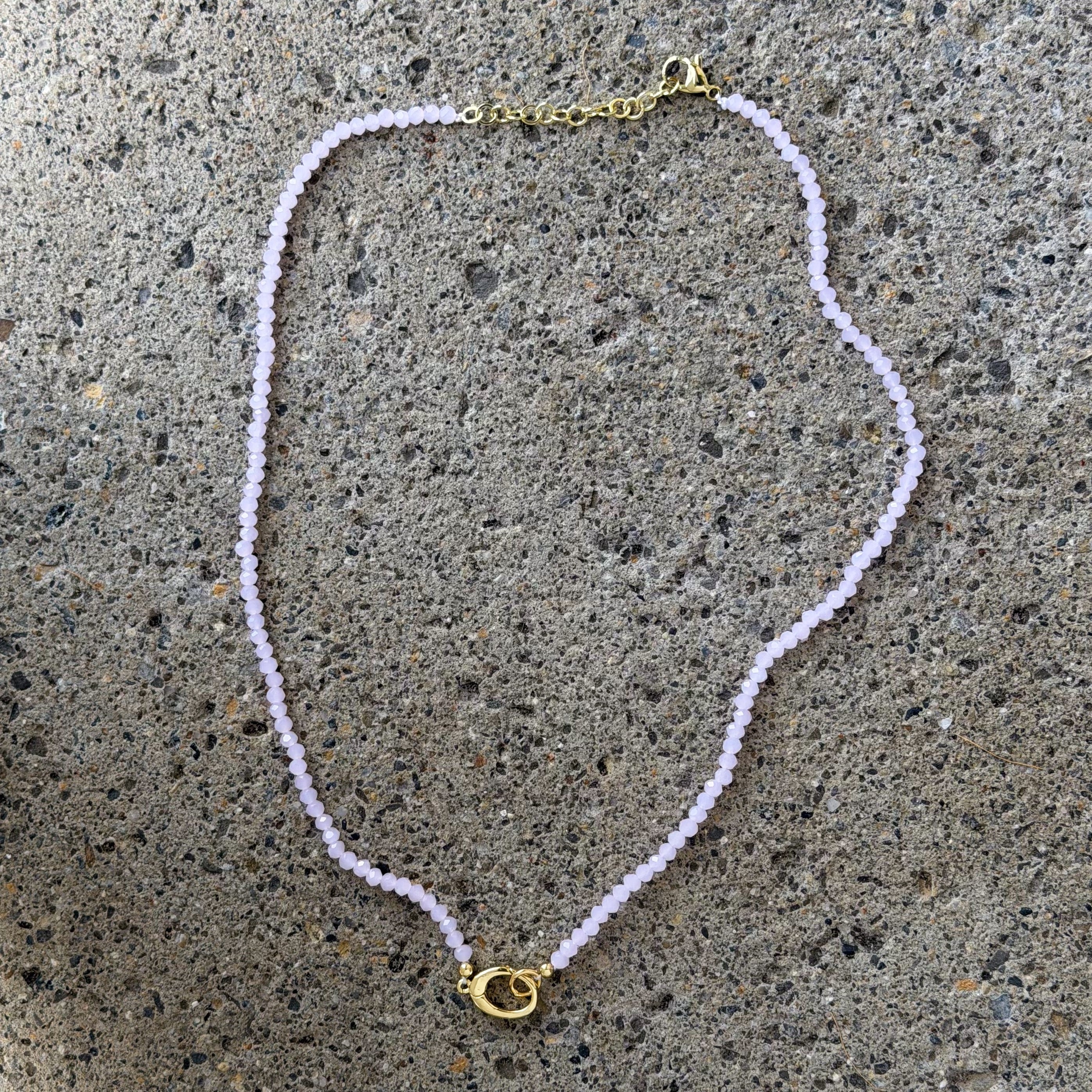 ROSE QUARTZ BEADED CHARM CLASP necklace