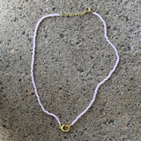 ROSE QUARTZ BEADED CHARM CLASP necklace