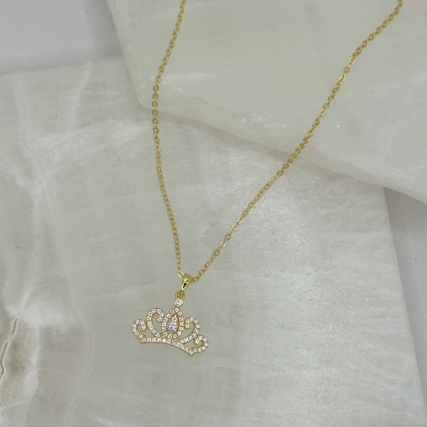 GOLD CRYSTAL ROYAL CROWN necklace