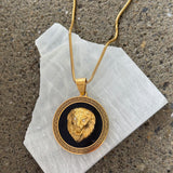 LION HEAD BLACK MEDALLION necklace